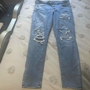 American Eagle Woman Super Stretch X Hi Rise Patched Jeans